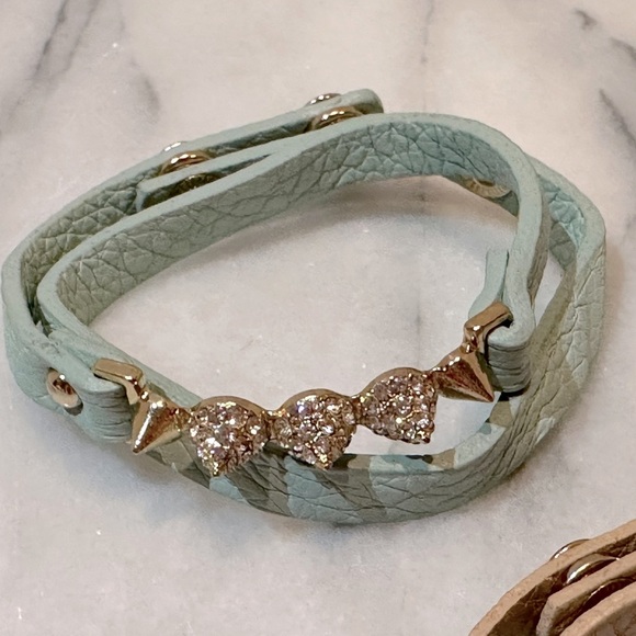 Crystal Spike Cuff Wrap Bracelet in Teal Blue - Picture 7 of 11